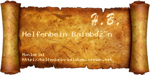 Helfenbein Balabán névjegykártya